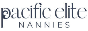 Pacific Elite Nannies logo, typed out with a P that resembles a waive