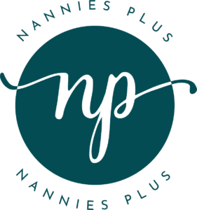 Nannies Plus logo, teal and white
