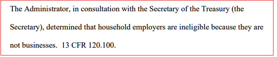 Household Employer Ineligible