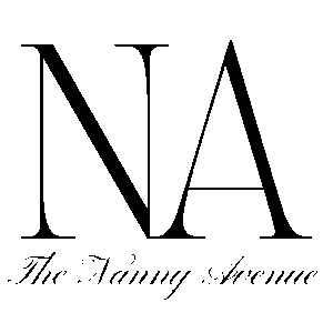 The Nanny Ave logo. The letters NA in large black lettering with The Nanny Avenue in black script beneath