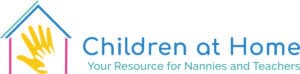 Children at home logo, hand prints inside outline of house