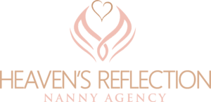Logo for Heaven's Refection Nanny Agency, pink with a heart