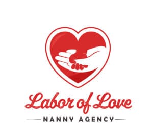 Labor of Love logo, an adult hand holding a child's hand, surrounded by a red heart.