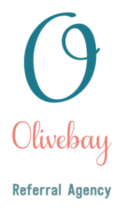 Olivebay Agency logo, blue and pink