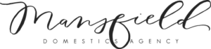 Black and white Mansfield Domestics logo