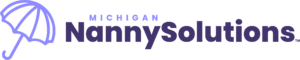 Michigan Nanny Solutions logo in blue with umbrella