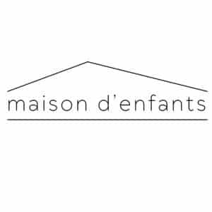 Maison D'Enfants logo, black and white pitched roof house outline