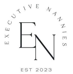 Executive Nannies logo, black and white, Est. 2023